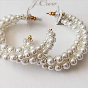 J. Crew Pearl Hoop Earrings